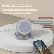 Bocina de mesa,Altavoz Bluetooth de carga inalámbrica 4 en 1, luz nocturna colorida multifunción, soporte para teléfono - Img 49955304