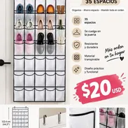 Zapatera colgante de 35 espacios ideal para puertas - Img 57810428
