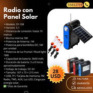 Radio con panel solar, linterna, bluetooth y lampara led - Img 55626146