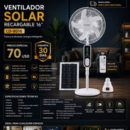 VENTILADOR SOLAR RECARGABLE 16" STAVEL  ELECTRODOMÉSTICOS Nuevas en Caja - Img 55950355