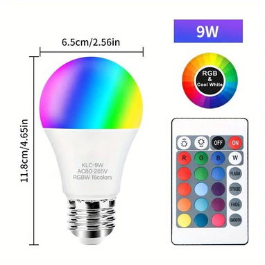 💡 Bombillo LED Inteligente con Control Remoto – RGB + Blanco - Img 102642861