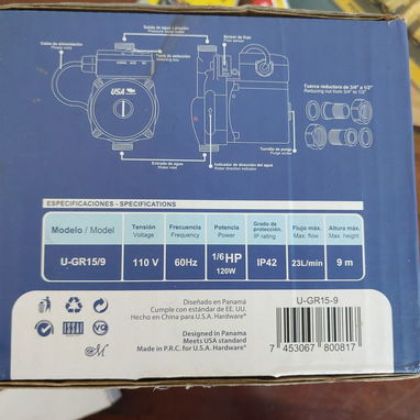 Bomba de agua presurizadora USA Hardware 1/6 HP potencia - Img 124630396