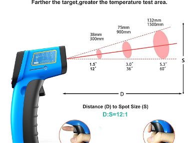 Termómetro infrarrojo para cocinar, calibrar etc, emisividad ajustable con temperatura de -50 a 400 Grados Celsius - Img main-image