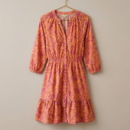 Vestido corto de mujer con estampado floral tonos naranja y rosa [Talla XS] 25usd - Img 56120818
