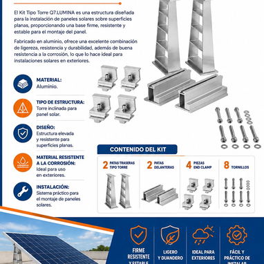 Estructuras o bases para paneles solares tipo torre/ Kit de pareja por panel - 6/6