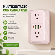 Multicontacto de pared con 4 tomas y carga USB - Img 58207613