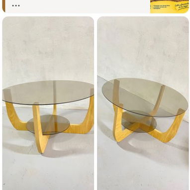 🌿 Dale elegancia a tu sala con esta mesa de centro de dos niveles, vidrio templado y madera. ¡Funcional y moderna! - 2/2
