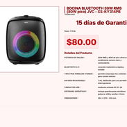 BOCINA BLUETOOTH 30W RMS (80W pico) JVC - XS-KY314PB VPT#-0041 - Img 55218385