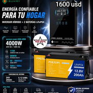 Combo de inversor sumry de 4000w con 2 baterías de 12v 200ah para 5120 wh en 1600 usd con garantía y mensajería gratis - Img 57442036