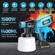 Pistola pulverizadora electrica con 2 baterías 21v - 6000Mah. Vaso 1400ml - motor 15000w - 6 boquillas . 90 Usd - Img 55988513