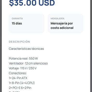 Fuente aprox 550 w - Img 126331026