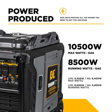 NEW- BE Power Equipment BE10500IT 10500W Tri-Fuel Digital Portable Inverter 458cc Generator - 5/6