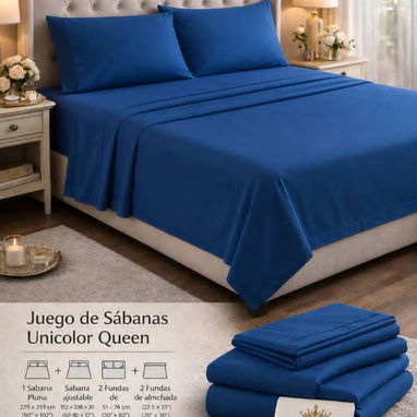 🛏 Juego de Sábanas Unicolor Queen - $30 USD   🛌 Incluye 4 piezas. Escríbeme al WhatsApp 56249037 - Img 121123650