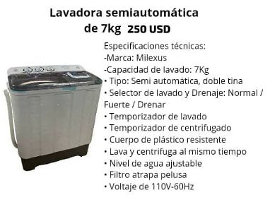 Lavadora Semiautomaticas 7kg 250, x cantidad 235. Hacemos domicilio con un costo adicional. Pregunte sin pena - Img main-image-45832954