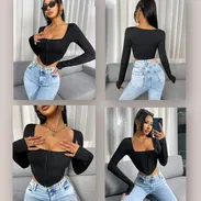 🥁🥁Blusa negra corta de mangas largas - Img 53418292