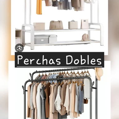 Percha de ropa doble de metal con zapatera tg60* - 2/2