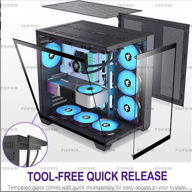 Estuche FOIFKIN F600 para PC - Con 7 Ventiladores ARGB PWM Pre-Instalados, Chasis para PC Gaming ATX de Torre Media, Vid - Img 122550814
