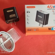 Cargador carga rápida 45 W,Puerto USB y tipo C,Incluye cable de iPhone,8 USD, Santos Suárez,no hago mensajería - Img 56967936