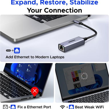 ADAPTADOR UGREEN USB-C A ETHERNET GIGABIT RJ45 1000MBPS ENVÍO DISPONIBLE + GARANTÍA - 3/9
