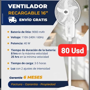 Ventilador de Pedestal Recargable 16" - 2/2