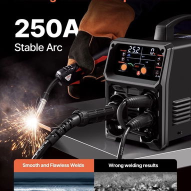 VEVOR Pro Soldador MIG, máquina de soldar Pluse Mig de 250A, máquina de soldar sinérgica 5 en 1 MIG Pluse/Gas MIG/Flux C - Img 126059232