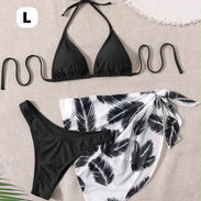 Conjunto de bikini liso negro y paredo, talla L - Img 56705019