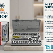 Kit de herramientas trae 40 piezas Sockets métricos y SAE, Matraca revercible y destornillador de presicion - Img 58215170