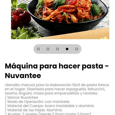 Máquina para hacer pasta - Nuvantee. Diseñada para hacer espaguetis, fettuccini, lasaña, linguini, masa para empanadilla - 4/5