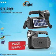 Bocina Bluetooth Recargable de 3 pulgadas con linterna, y Panel Solar. Reproduce Memoria flash, memoria SD y Radio.  Pre - Img 55461910