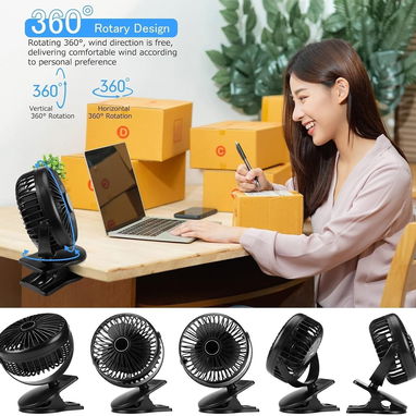 Ventilador Portátil con Clip 🔌 USB Recargable 🌬️ 3 Velocidades Silencioso 🔄 Rotación 360° para Cochecito, Cuna y Hoga - 4/7