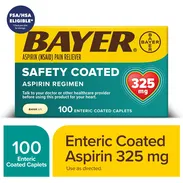 Bayer Aspirin Regimen 325mg Tabletas con Recubrimiento Entérico, 100 Unidades - Img 54837152