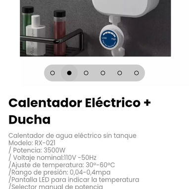Calentador Eléctrico + Ducha sin tanque. Modelo: RX-021 - 2/6