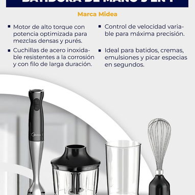Batidora de Mano 3 en 1 Midea (Batidora | Merenguera | Moledora de especias) - 2/2