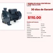 Fijación segura con la Bomba de agua centrífuga CPM-158 de alto impacto VPT#-0049 - Img 55399140