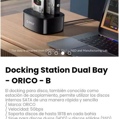 Docking Station Dual Bay - ORICO - B. Incluye transformador 12V 3A con cable de 1 metro de largo - Img 119952186