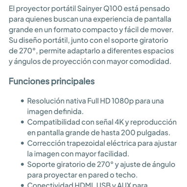 Mini proyector. Proyector portátil compatible con 4K. Proyector para exteriores Full HD 1080P 🌐 - 4/6