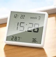 Reloj Electrónico 🕒 con Termómetro y Higrómetro para Interiores  Precio 10 usd - Img 50792446
