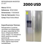 Refrigerador Royal dispensador de agua y hielo - Img 45538315