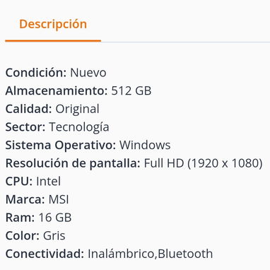 Laptop MSI Thin 15 Gaming 15.6" FHD 144Hz Core i5-13420H RTX 3050 16GB 512GB SSD (Modelo: Thin 15 B13UC-1000US) Gris 🔶 - 6/8