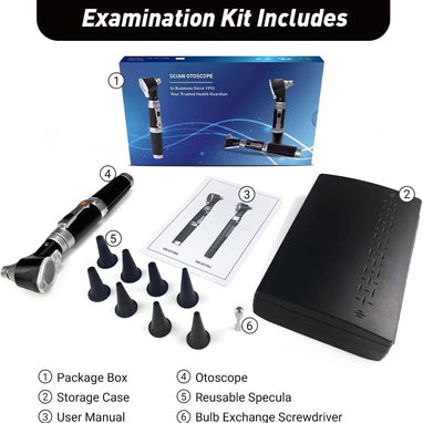 🩺 Otoscopio Médico Profesional 💡 Con Lámpara 🔍 3 Magnificaciones ✨ 4 Herramientas de Diagnóstico 🎁 Estuche Negro - Img 120746854