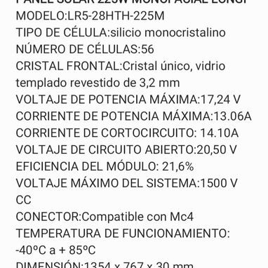 PANEL SOLAR 225W MONOFACIAL LONGI Precio: $100 - Img 123647848