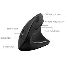 Mouse óptico, ergonómico, vertical e inalámbrico 2.4G, modelos 800/1200/1600 ppp, con 5 botones y en color negro - Img 75762074