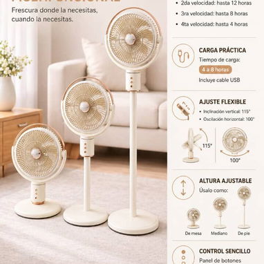 Ventilador recargable multifuncional 70 USD características 👇 recogida en Vedado o x mensajeria Casa viva - Img 120764769