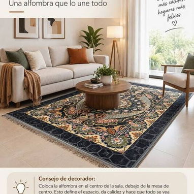 Alfombra Decorativa de Sala Estilo Persa  Medida: 160 × 230 cm  Precio: 50 USD  Dale un cambio completo a tu sala - 3/4