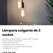 Lampara colgante de 3 socket - Img 56628691
