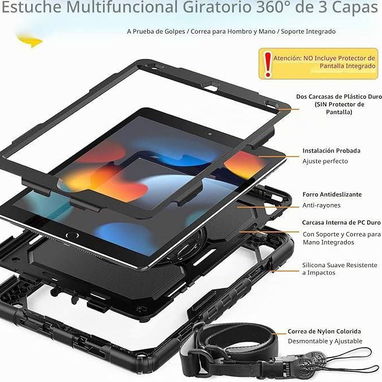 🍑Funda Antigolpes para iPad 10.2" con Soporte Giratorio 360°🍑 - 4/6