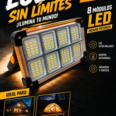 Power Bank Solar de 20,000 mAh___LÁMPARA LED PORTÁTIL – 8 MÓDULOS LED - Img 127478446