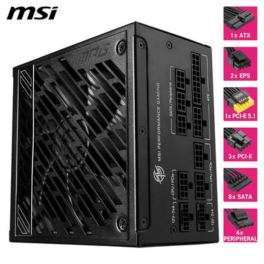 MSI MPG A850GS PCIE5, fuente de alimentación de 850 W, 80+ Gold, cables duales de 12V-2x6 52815418 - Img 123918048