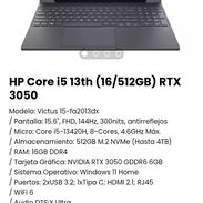 HP Core i5 13th (16/512GB) RTX 3050. Modelo: Victus 15-fa2013dx - Img 52396488