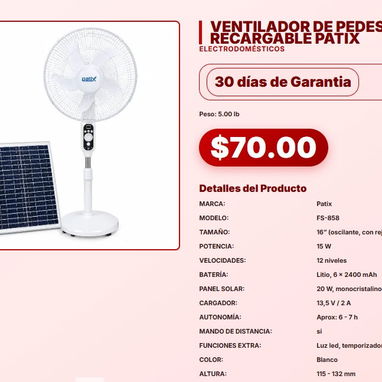 VENTILADOR DE MESA RECARGABLE VENTILADOR DE PEDESTAL VENTILADOR ENFRIADOR VENTILADOR RECARGABLE PORTÁTIL - 8/9
